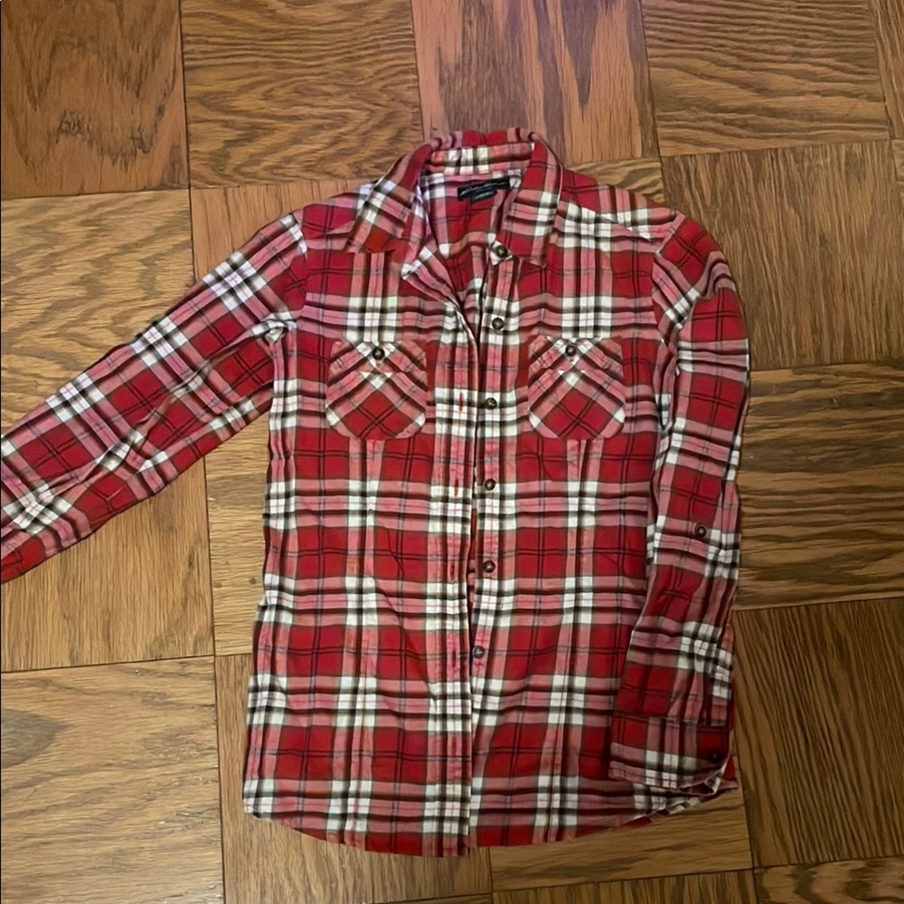Red Plaid Button-Up Shirt
